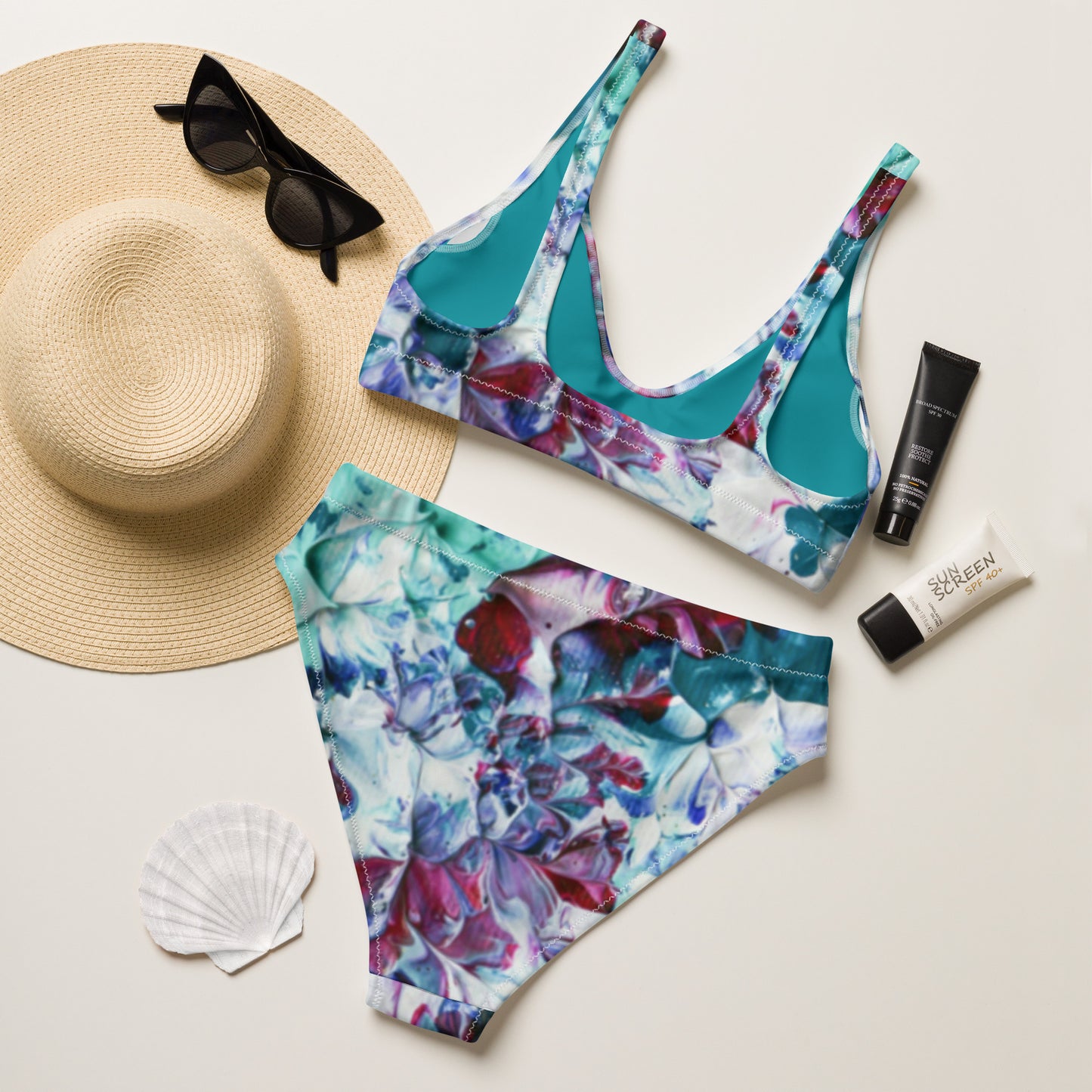 Lily Pads - Recycled high-waisted bikini