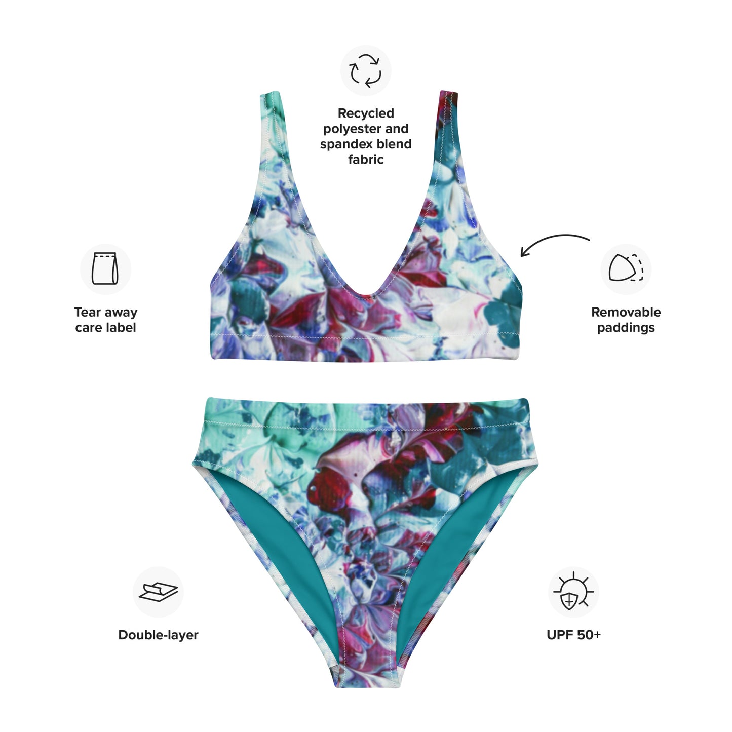 Lily Pads - Recycled high-waisted bikini