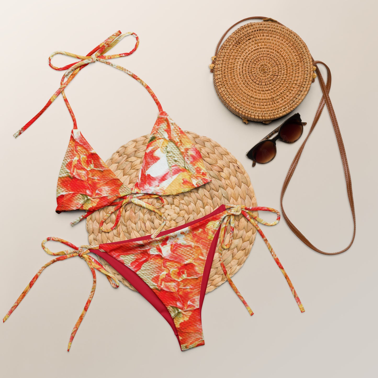 Fire - All-over print recycled string bikini