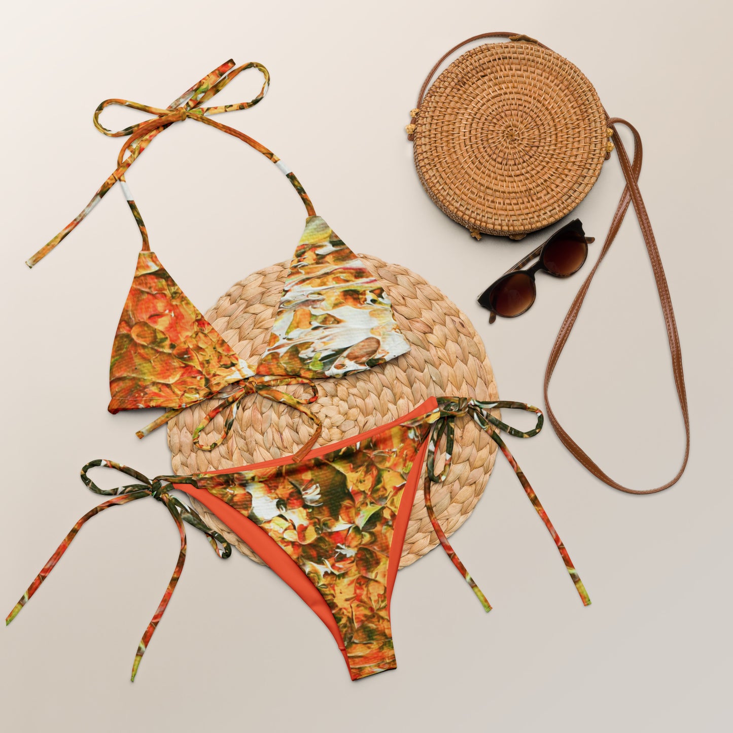 Earth - All-over print recycled string bikini