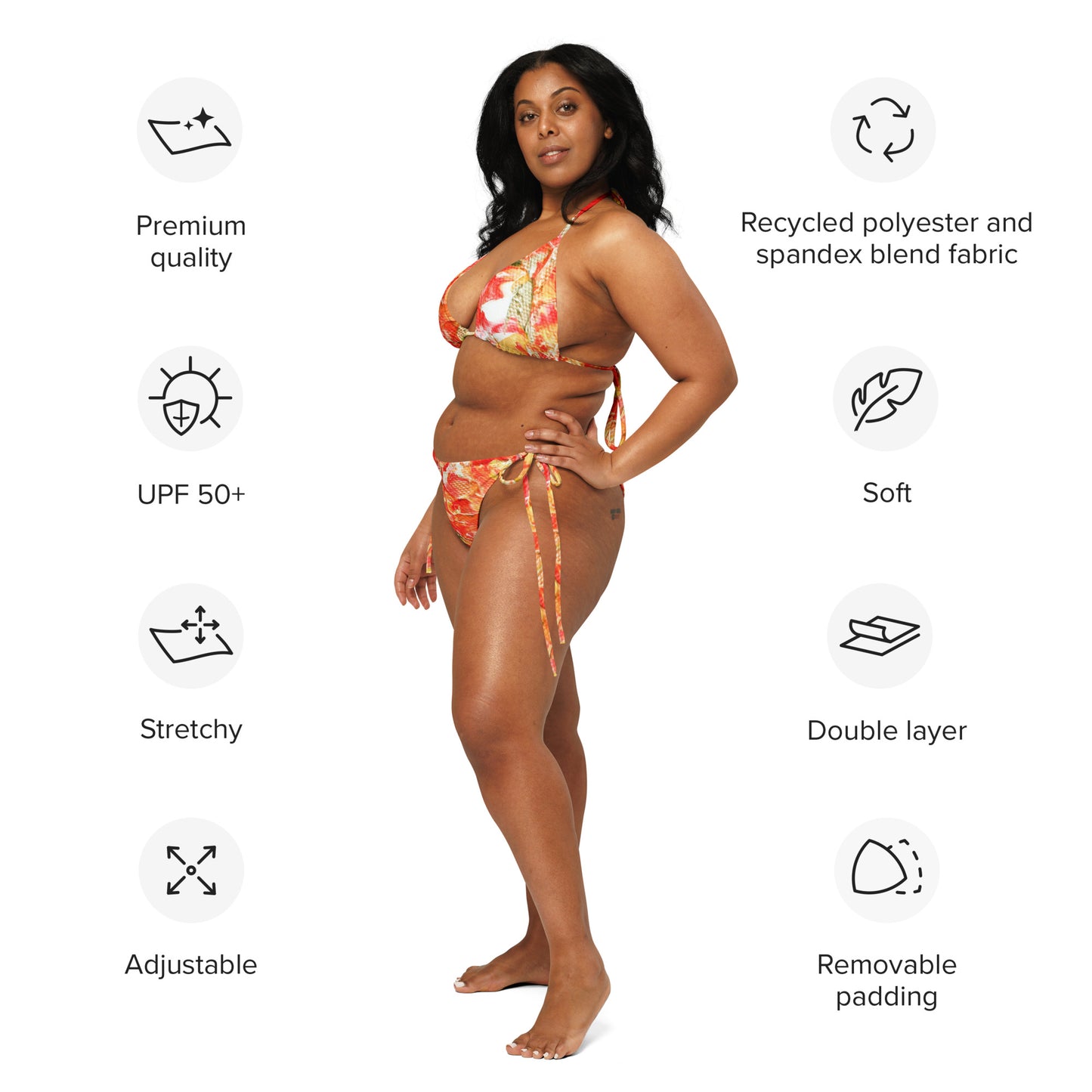 Fire - All-over print recycled string bikini