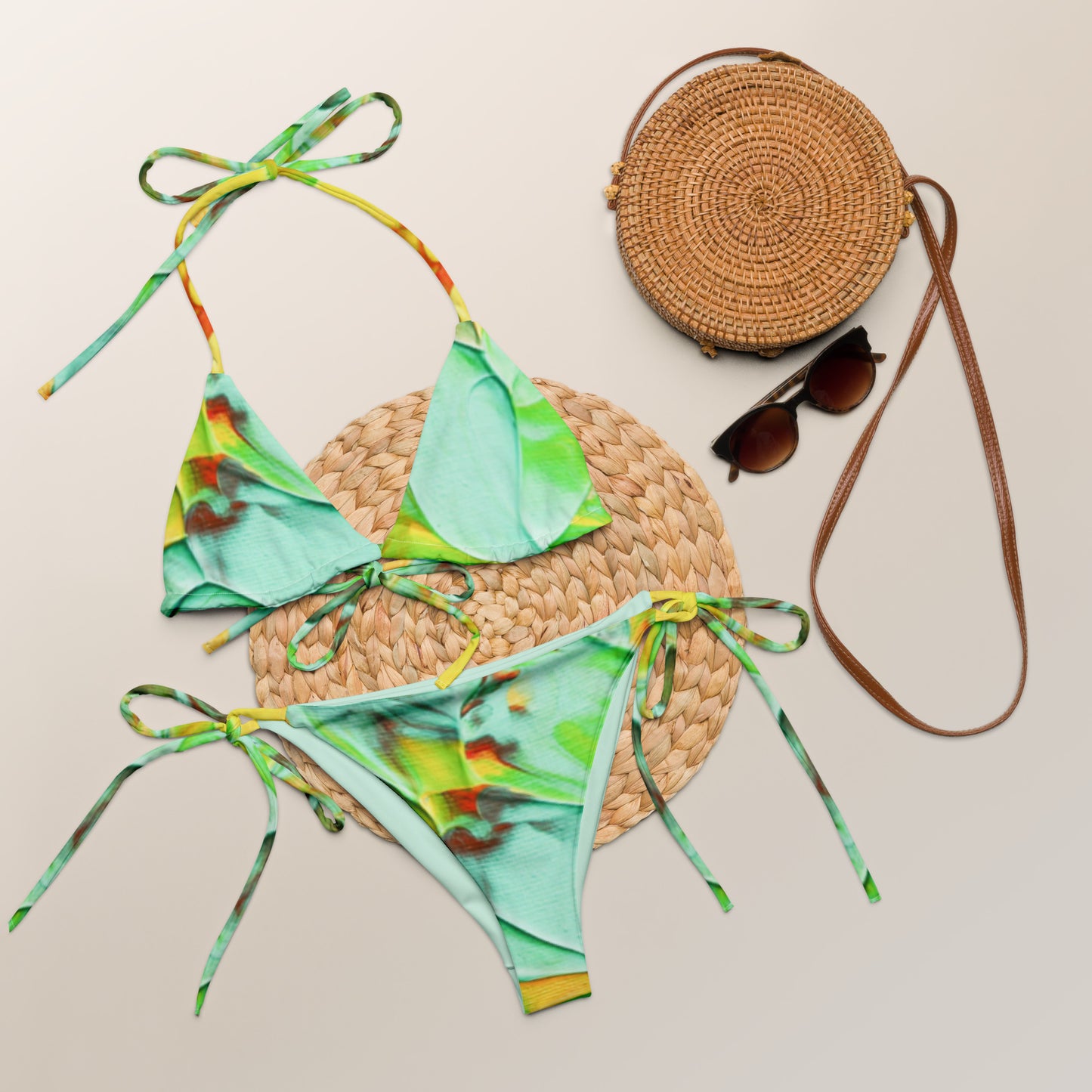 Honeycomb - All-over print recycled string bikini